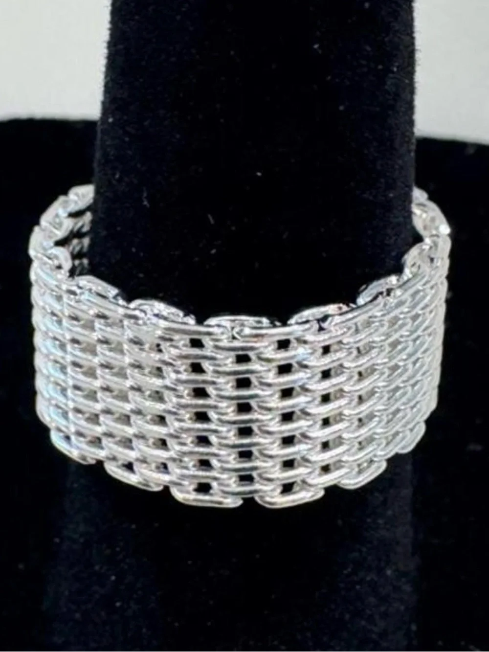 Sterling Silver 925 Flexible Mesh Ring Size 6 NIB